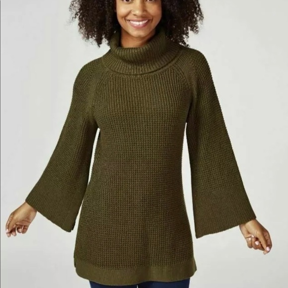 H by HALSTON olive green turtleneck sweater.Size L - Picture 1 of 9